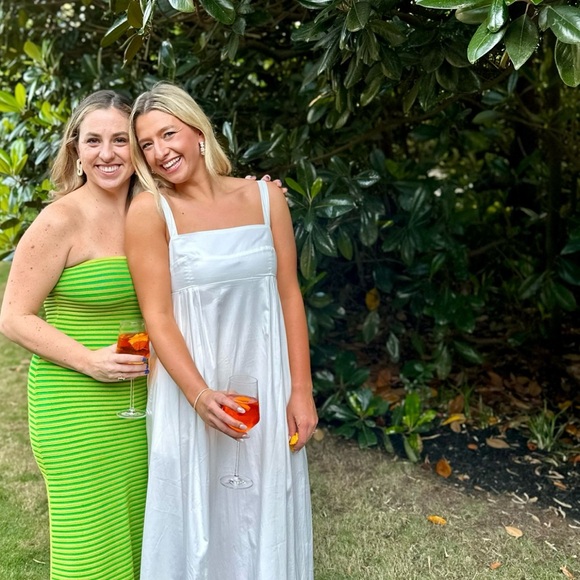 Green trumpet maxi dress with ribbed texture for cocktail - Picture 2 of 2